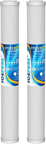 Miniatura 11 de ICEPURE Cartucho de filtro de agua KDF y carbón activado para toda la casa, 5 micrones, 20 x 2.5 pulgadas, repuesto de filtro de extracción de