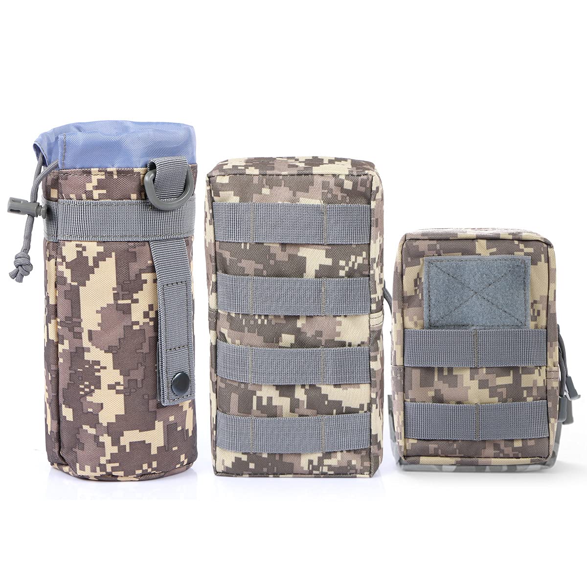 Gogoku 3-Pack Combo Molle Pouch Water Bottle Pouch Holder Tactical Molle Pouches Compact Utility EDC Waist Bag Pack