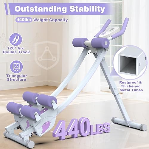 Vista 22 de Ab Workout Equipment, Ab Machine for Women, Adjustable Core Abdominal Exercise Fitness Equipment, Foldable Waist Trainer Ab Crunch Home Gym Systems