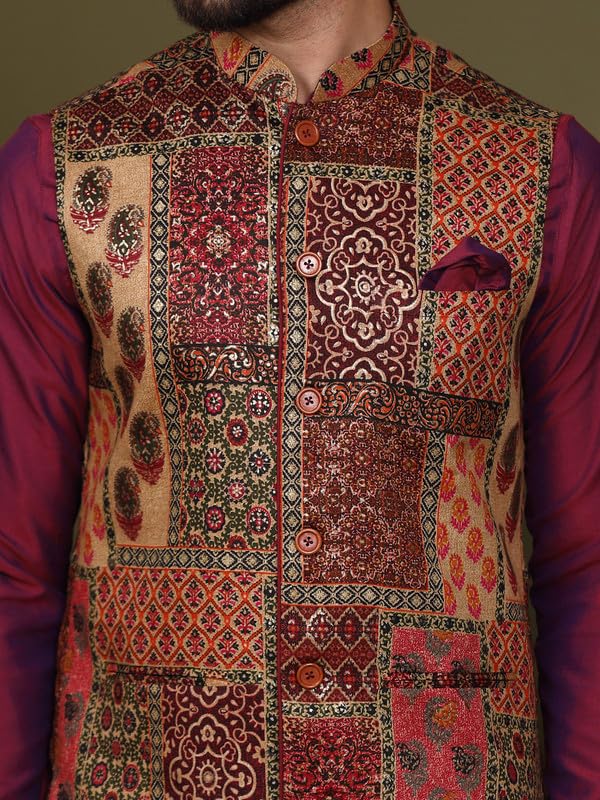 Image of KISAH Kurta Pajama Set for Men with Modi Jacket - Ethnic Kurta for Man | Wedding Dress Set & Traditional Outfit