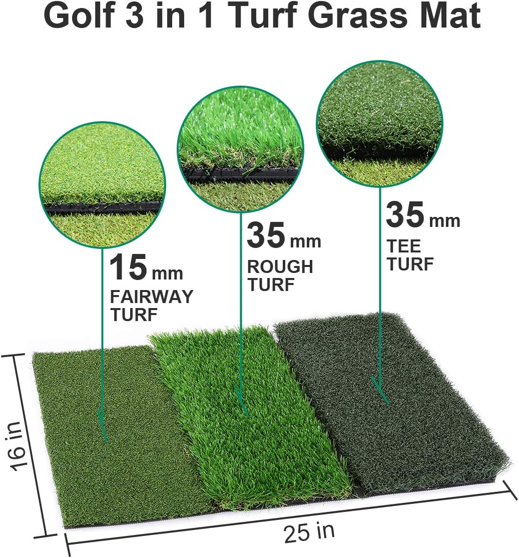 Keenstone 10x7ft Portable Golf Net Golf Practice Net for Indoor and Outdoor Hitting Driving and Chipping Practice with Tri Turf Hitting Mat