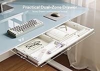 Vista 4 de INNOVAR Escritorio de pie de cristal con cajones, escritorio eléctrico de altura ajustable, pequeños escritorios de pie con almacenamiento, 40