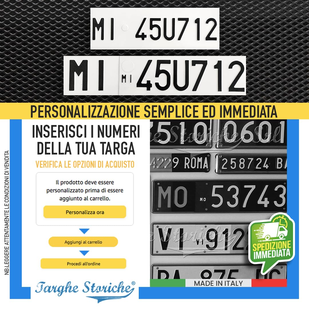 Targhe Personalizzate Modello Kit Completo 1985-1994 Alluminio Catarifrangente Made in Italy