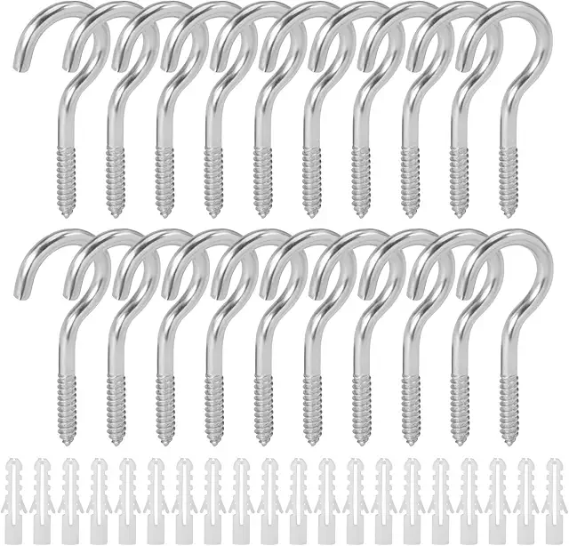 Ganchos Atornillables de Acero Inoxidable M5x65mm - 20 Piezas para Colgar