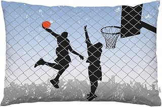 EKOBLA Throw Pillow Cover Basketball Vintage Street Art Sports Design Athlete Black Silhouette Cool Player Decor Lumbar Pillow Case Cushion for Sofa Couch Bed Standard Queen Size 20x30 Inch