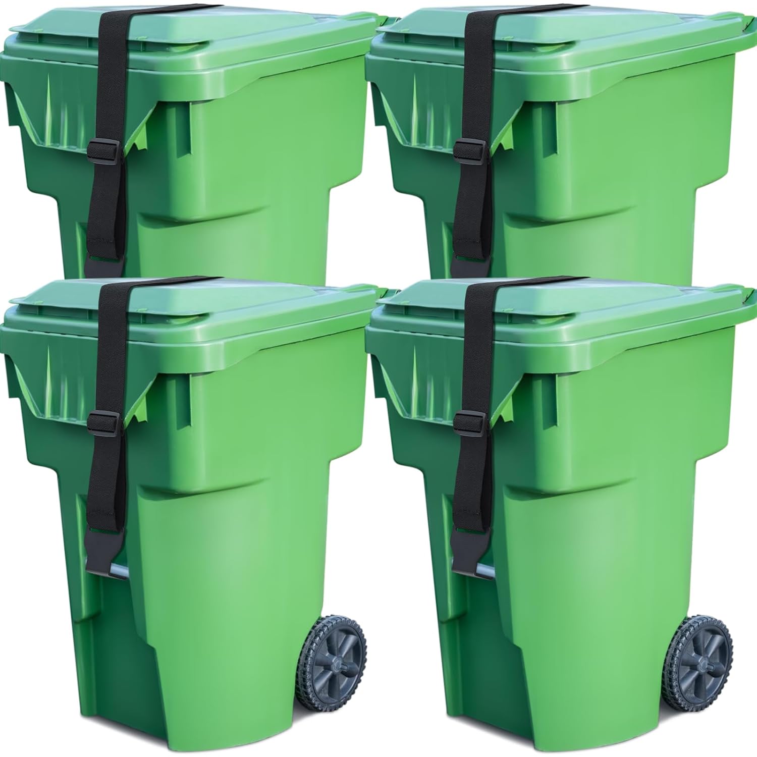 Windyun 4 Pieces Trash Can Lid Lock Garbage Strap Trash Can Bands