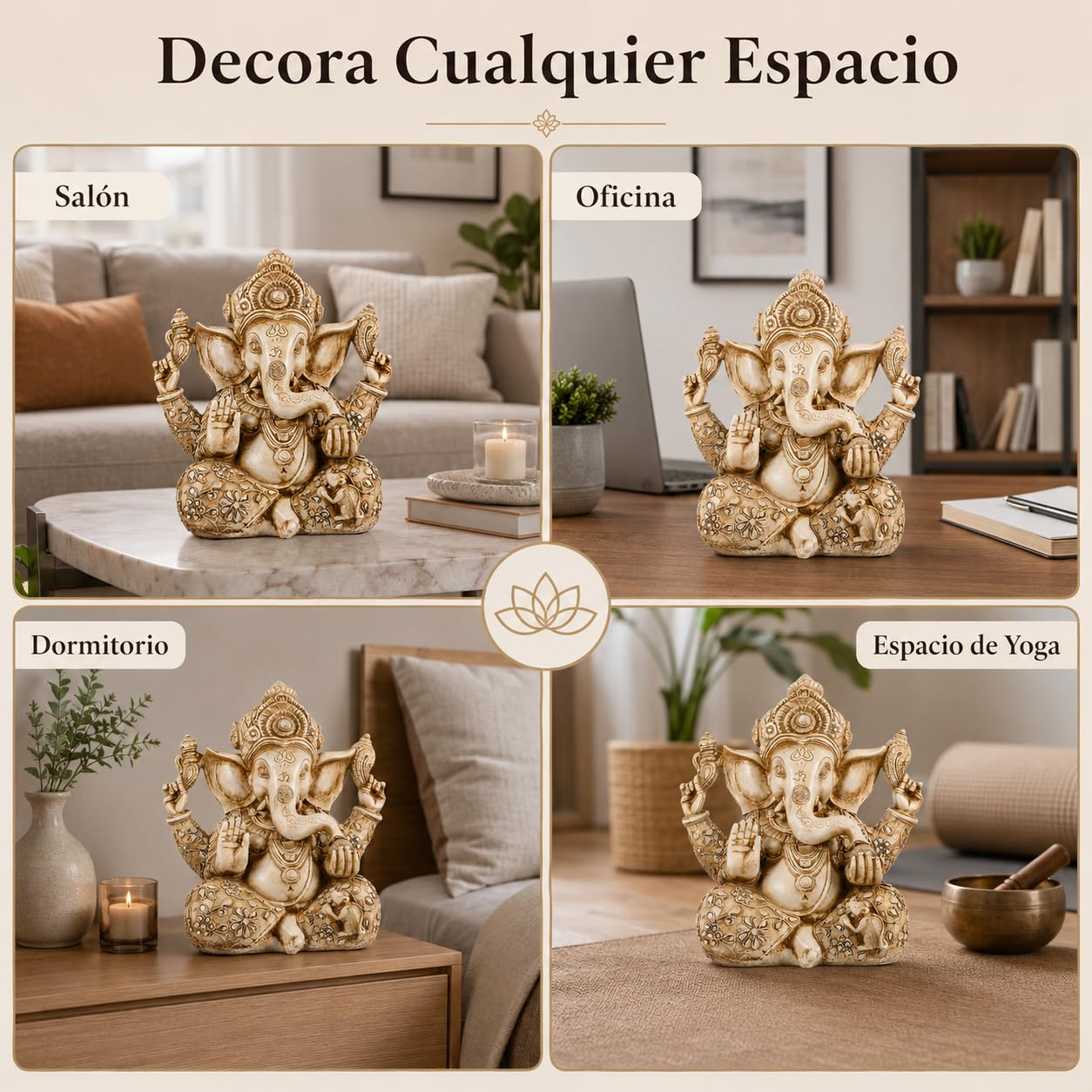 Señor Ídolo Estatua de elefante Buda Ganesh escultura 26. 5 x 30. 5 cm Blessing Home Diwali Decoración Resina Arte Artesanía Escritorio Ornamento