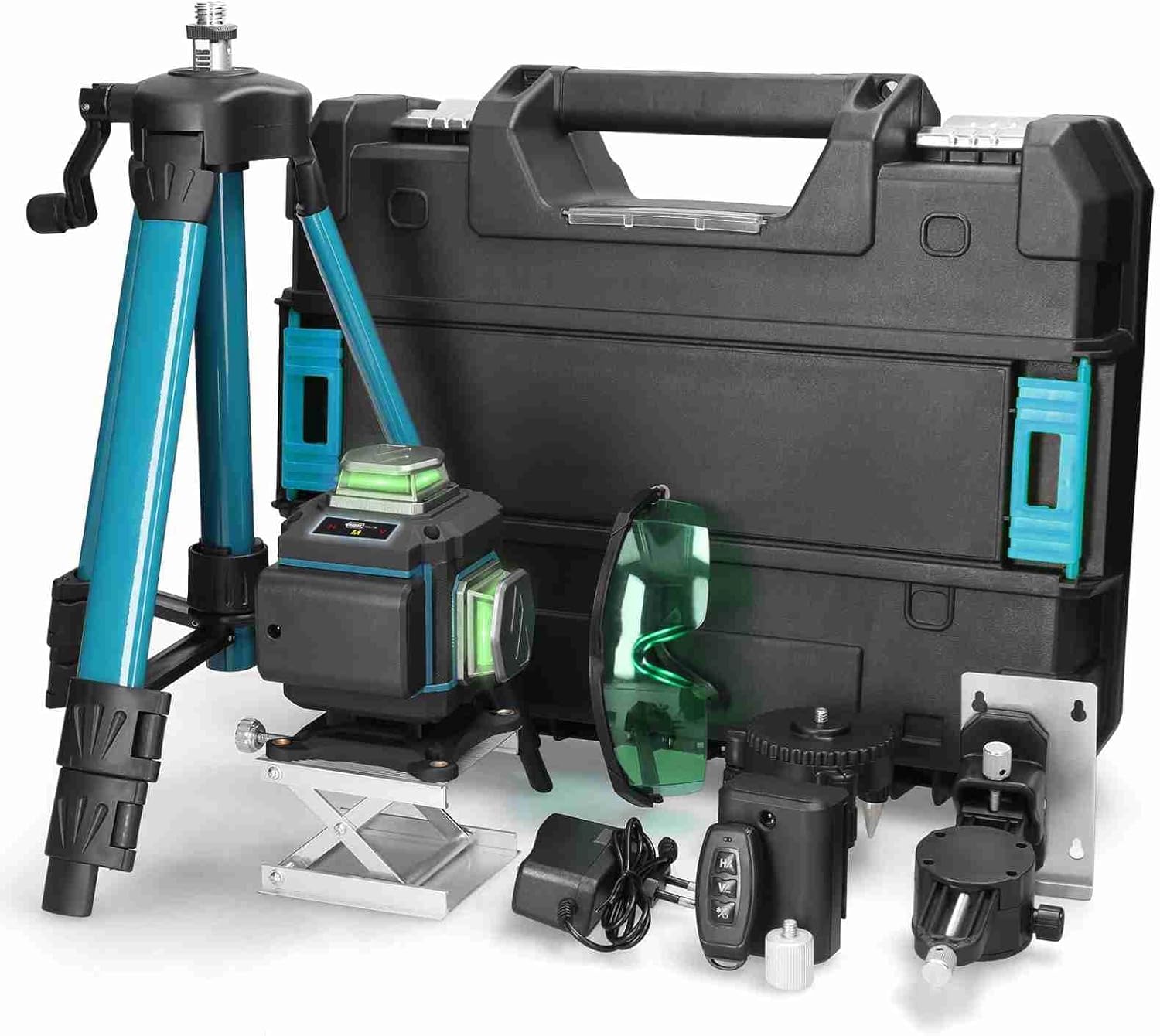 Nivel láser de 16 líneas con autonivelación, ligero, portátil, con haz láser verde, soporte giratorio de 360° y trípode, para la colocación de azulejos en interiores.