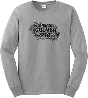 Guinea Pig Gifts for Guinea Pig Lovers Guinea Pig Word Art Silhouette Long Sleeve T-Shirt Medium Sport Grey