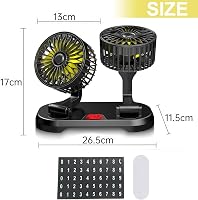 Sunshine smile 12V autós ventilátor hátsó üléshez, 360° forgatható, 2 fokozat, lakóautóhoz 2