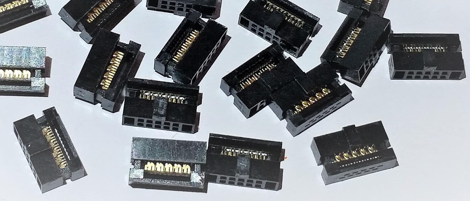 10P 20-Pack 1.27mm 0.05" Pitch Mini Dual Rows IDC FC Female Sockets Terminates to 0.635mm Flat Ribbon Cable (FC-10P-20PK)