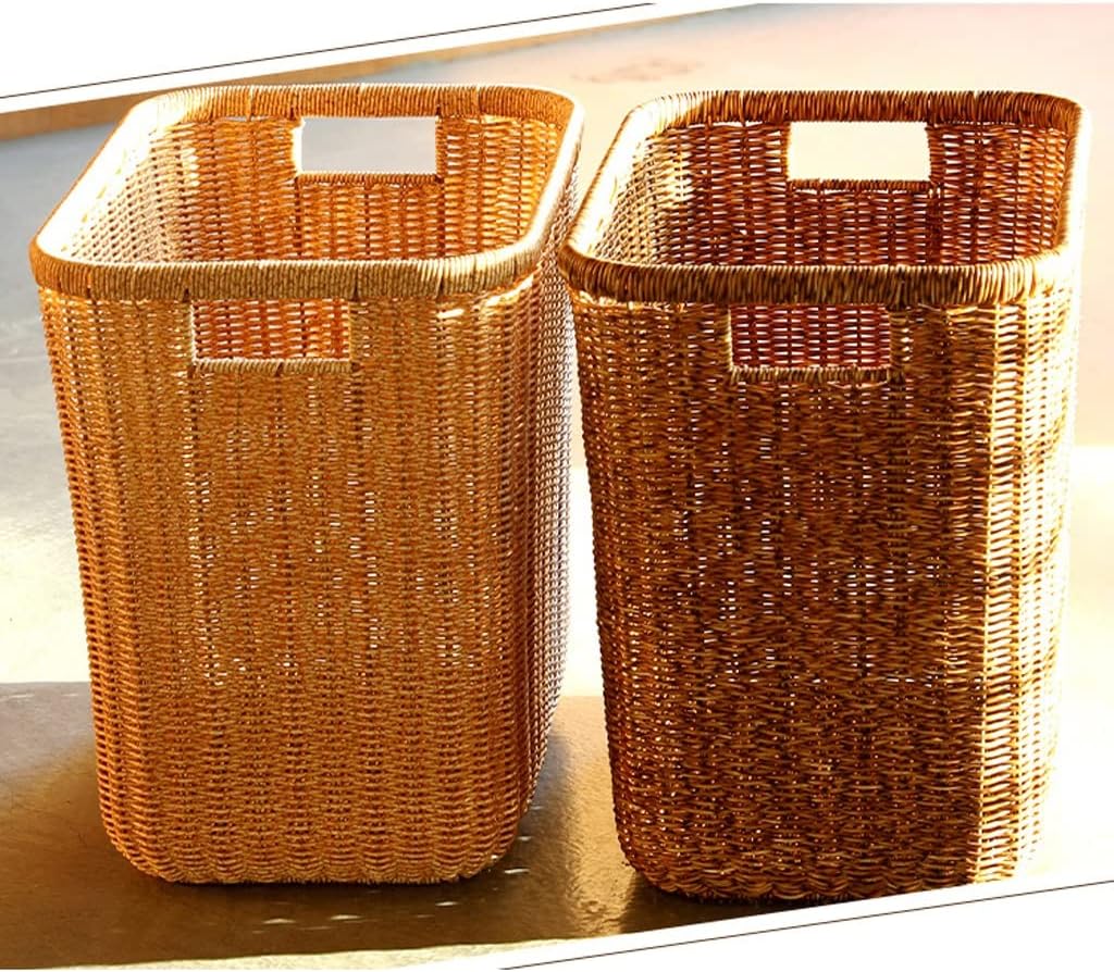 Dirty Clothes Basket Imitation Rattan Dirty Clothes Basket Hotel Bathroom Laundry Basket Dirty Clothes Storage Basket (Light Brown)