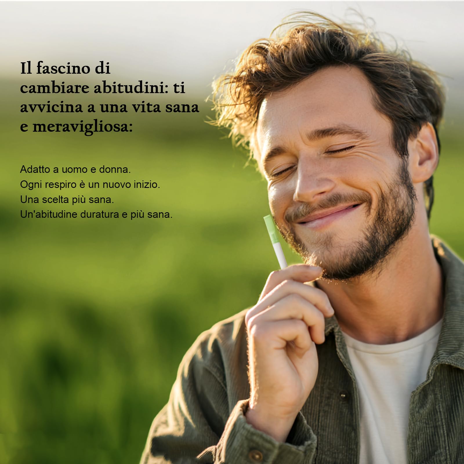 S1.0 3 PCS Smettere di Fumare Inalatore con Cartucce Filtro al Gusto di Menta Per Migliorare Respirazione Verde