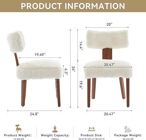 Miniatura 2 de Set of 2 Modern Armless Dining Chairs with Curved Backrest and Solid Wood Legs, Table & Chair Sets for Dining Room Living Room Seating,D