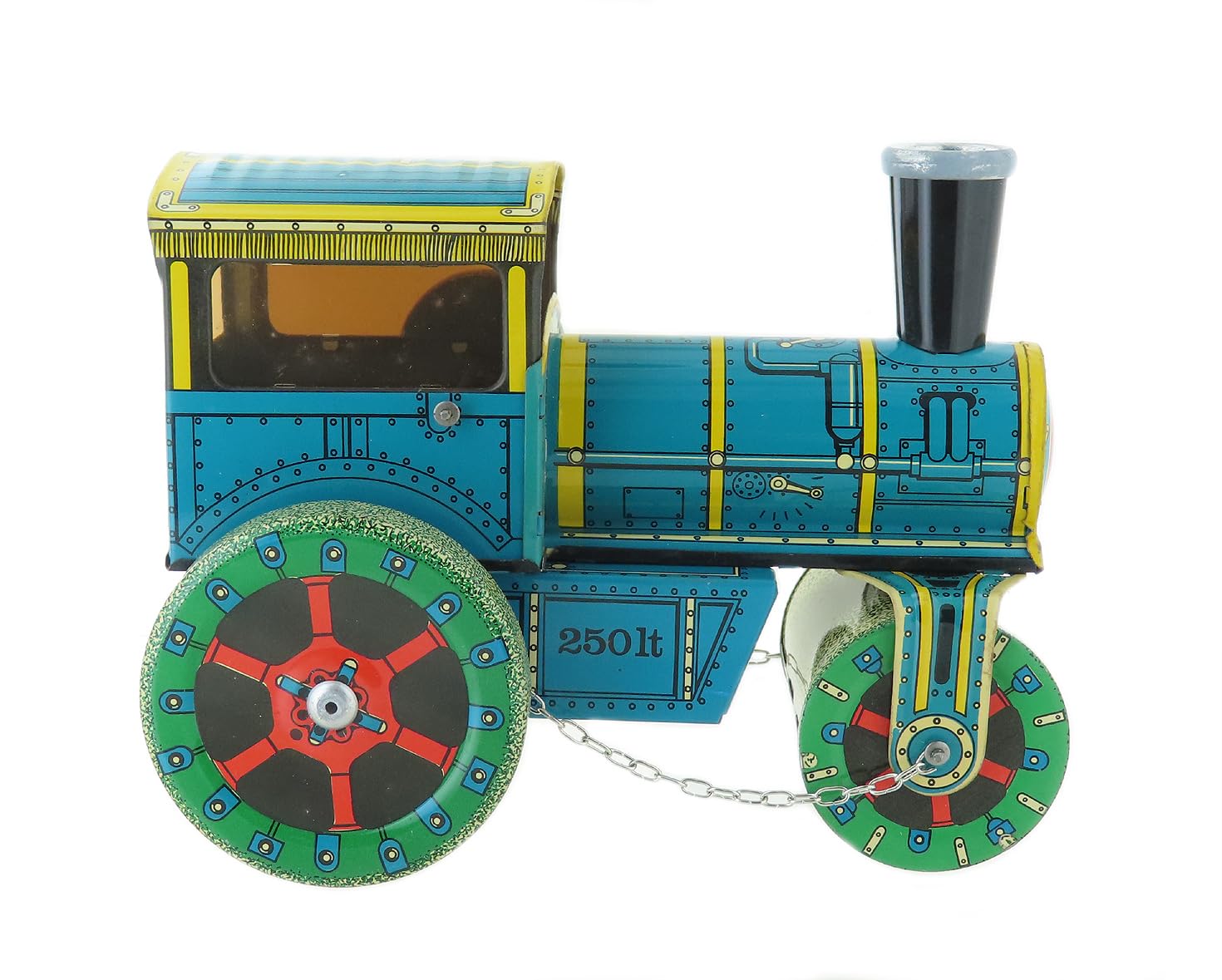 Giocattolo Meccanico di Metallo - Rullo compressore Meccanico di Latta cromolitografata - Oggetto da Collezione Vintage per Soli Adulti