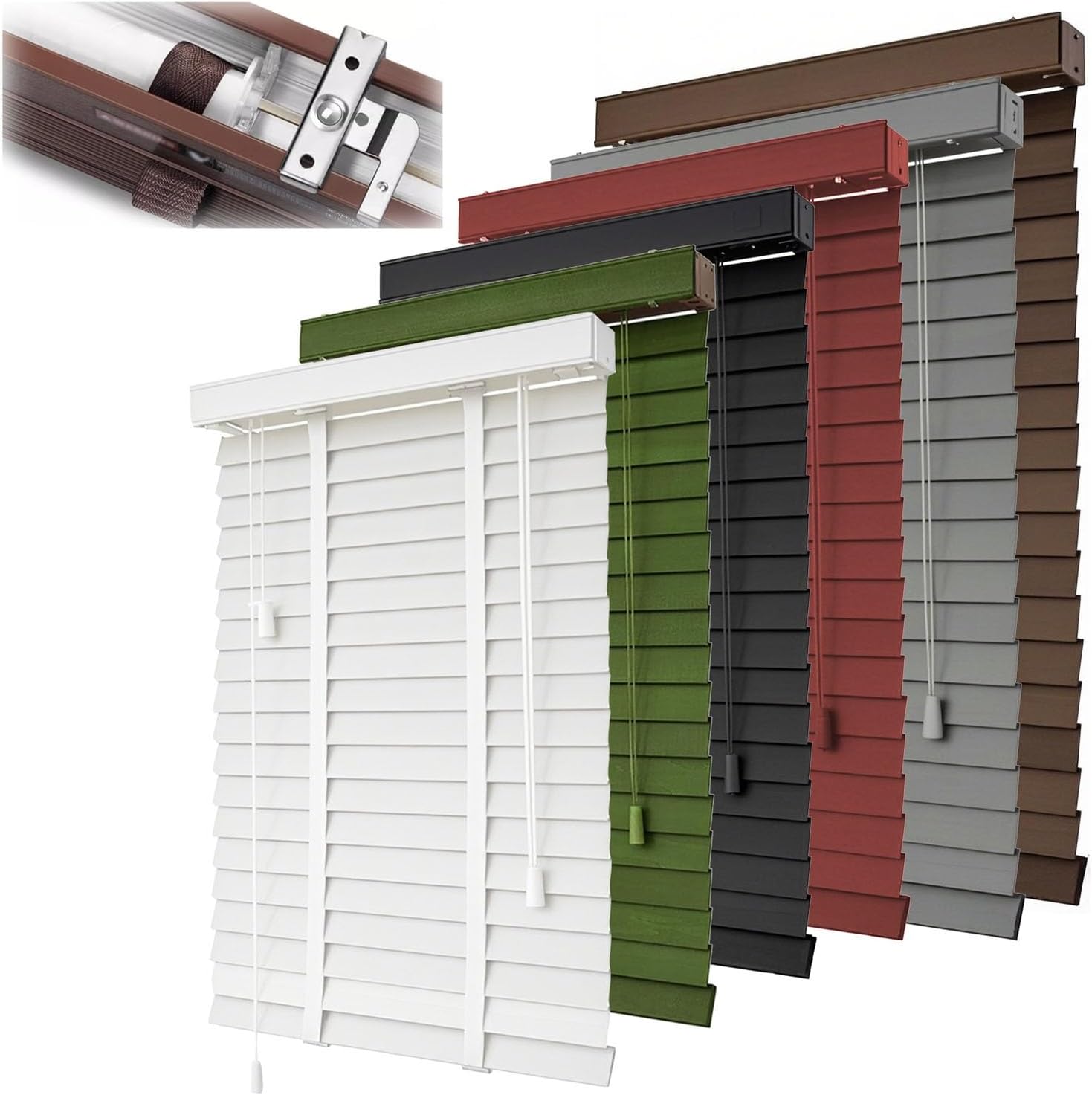 2 Inch Room Darkening Wood Blind, 18" 23" 29" 32" 36" 45" 53" 62" 68" Cordless Wooden Venetian Shades for Interior Windows, Light Filtering Horizontal Window Blinds, Inside/Outside Mount(Walnut Brown)