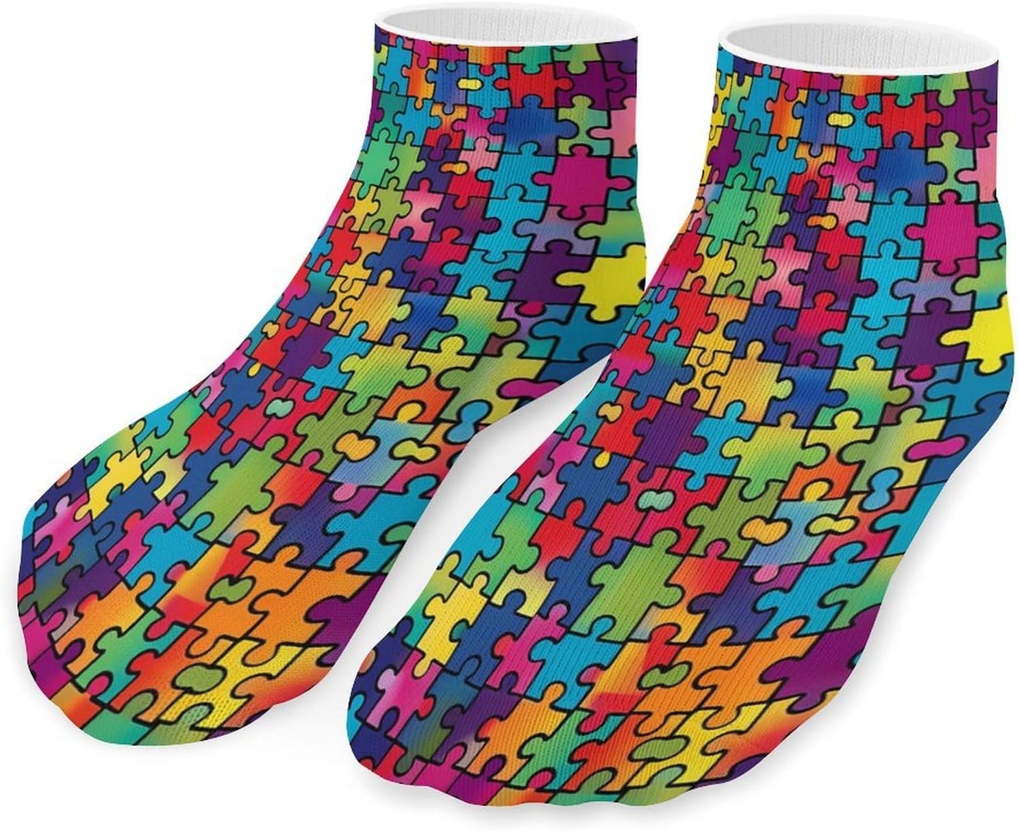 Autism Awareness Puzzle Ankle Socks for Men Women Low Cut Crew Sock Casual Sports Clothing