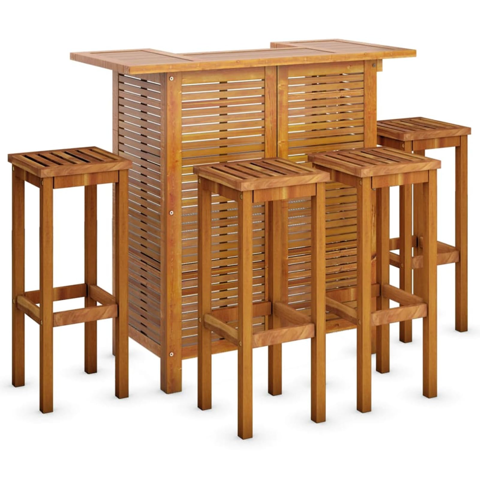 Rantry Set da Bar per Giardino 5 pz in Legno Massello di Acacia,Mobile Mobili da Giardino, Decorazione da Giardino, Tavolo e Sedie da Giardino Esterno Set, Set da Pranzo da Giardino Set
