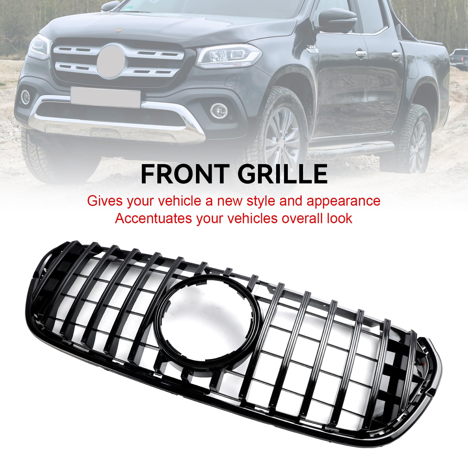 Front Bumper Grille Grill Adatto per Mercedes X-Class X470 2017-2019 (No Logo)