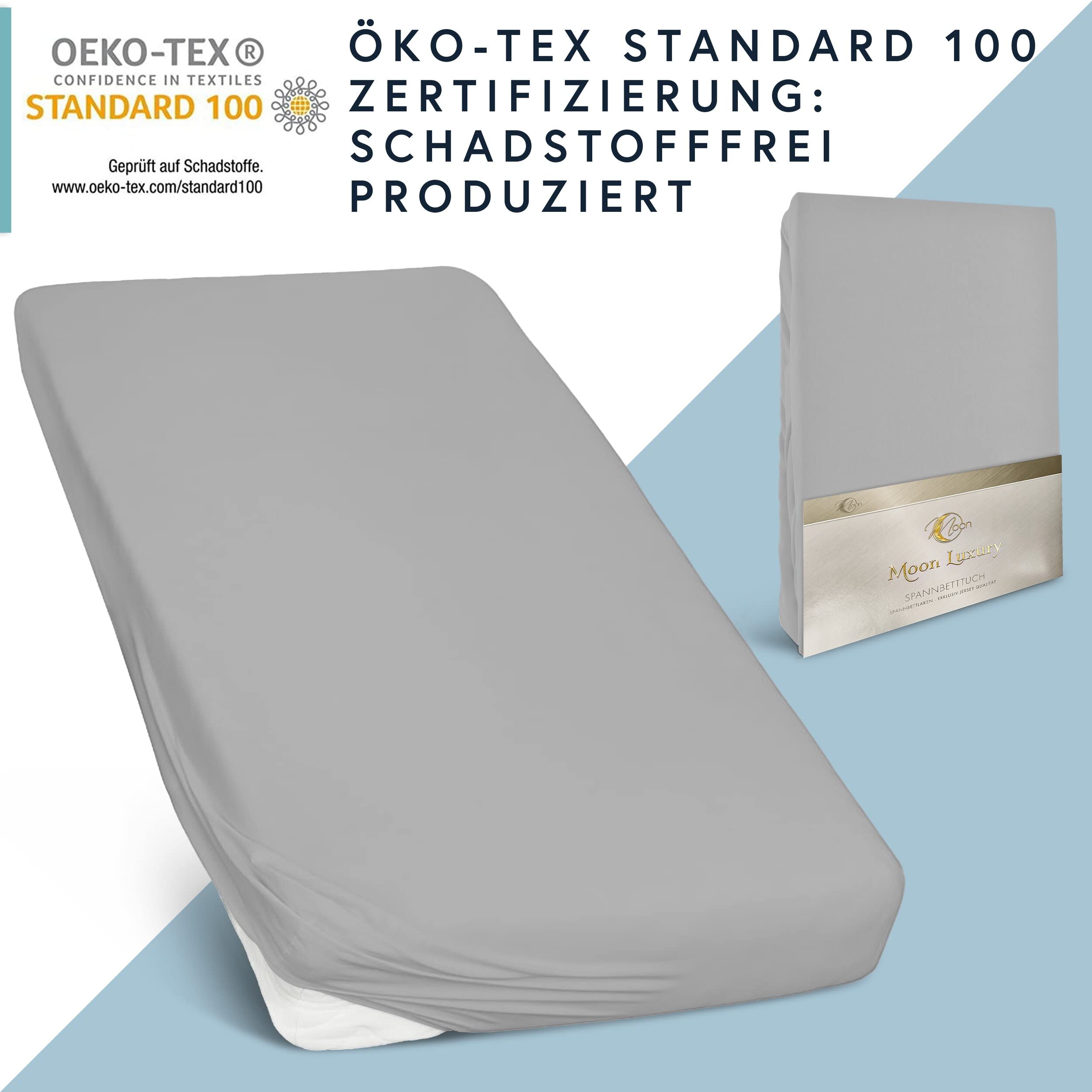Moon - Luksusowe prześcieradło z gumką Jersey Stretch 230g/m² do łóżek wodnych, łóżek kontynentalnych i tradycyjnych materacy (grafitowy, 200x220-220x240)