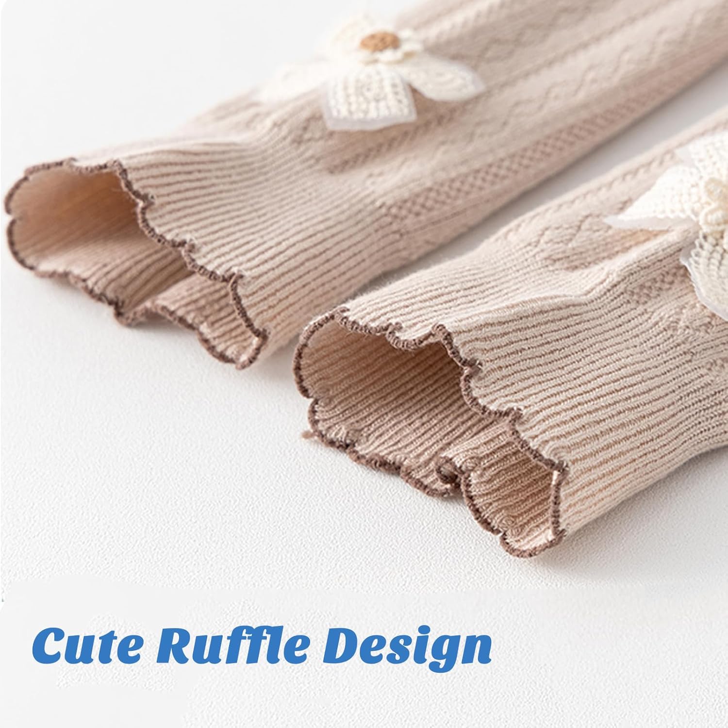 Looching 4 Pack Toddler Baby Cable Knit Ankle Leggings with Bows Soft Cotton Pants Winter Footless Tights Stocking for Girls - Image 4