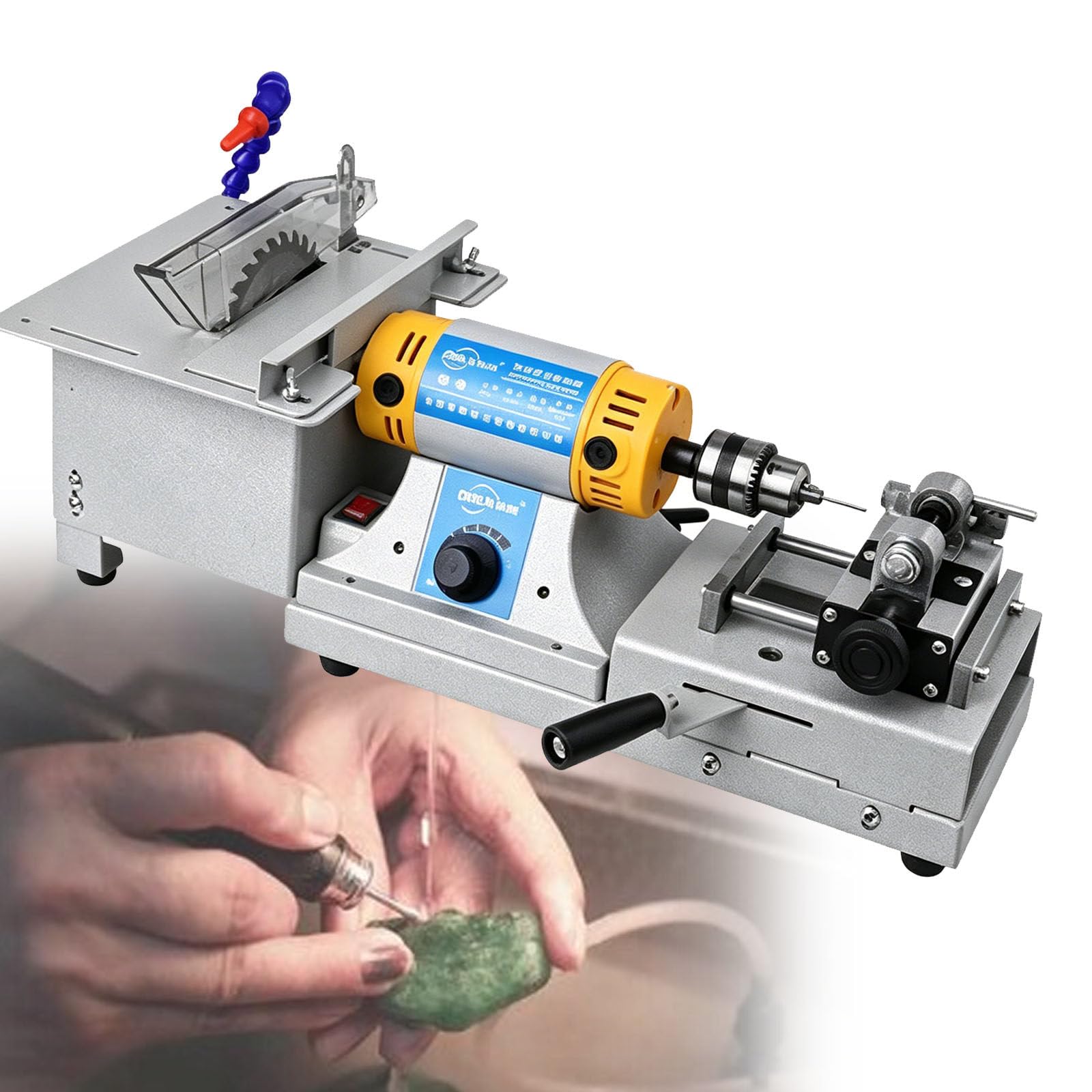 PtaTritious 750W Lapidary Equipment Water Cooling Machine, Table Rock Saw Gem Polishing Grinding Machine,Adjustable Speed Cutting Machine 800-10000rpm, for Jewelry DIY, Jade & Agate Craft