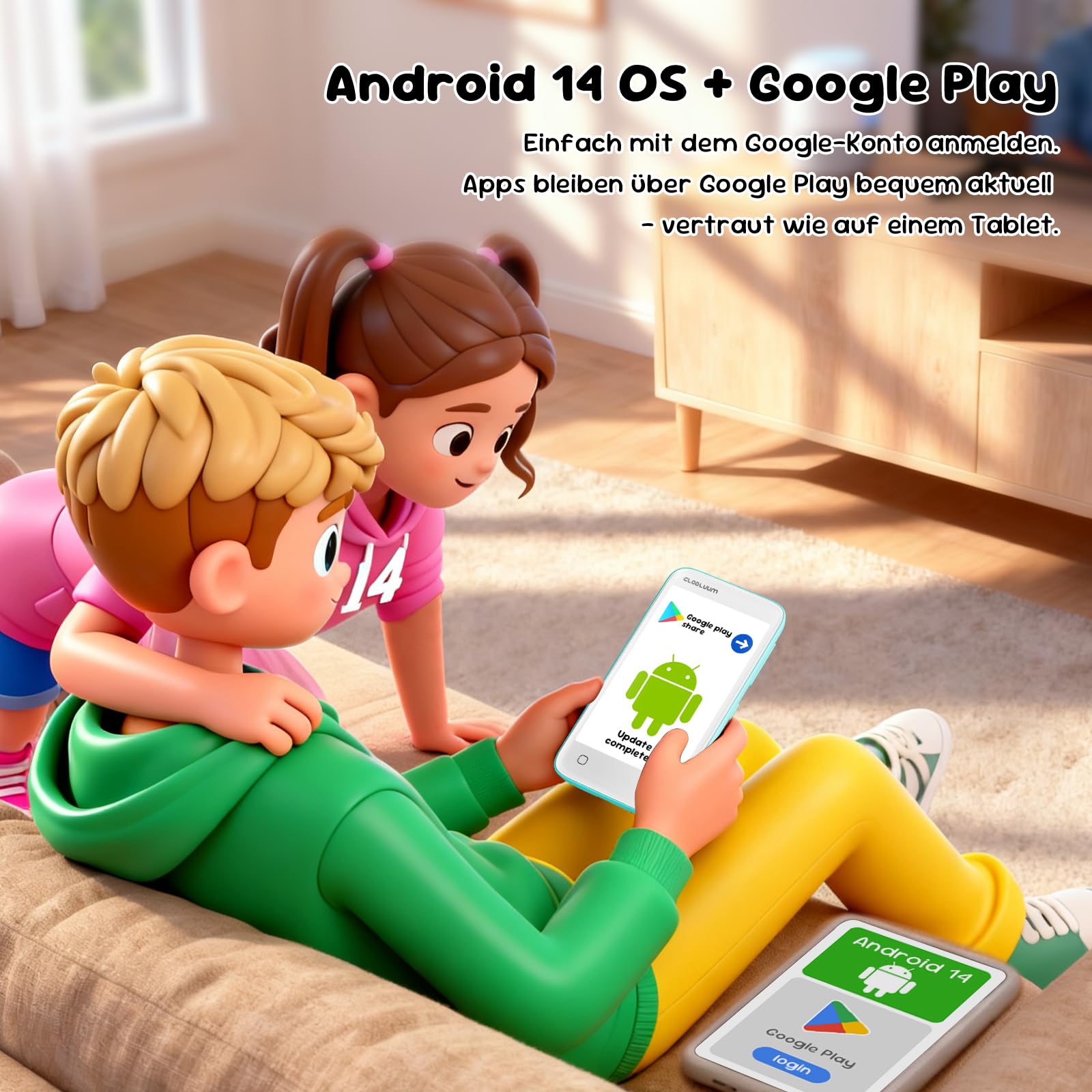 MP3-Player für Kinder, Kindersicherung, 16GB, unterstützt Spotify und Audible, Bluetooth und WLAN (Minzgrün) DE