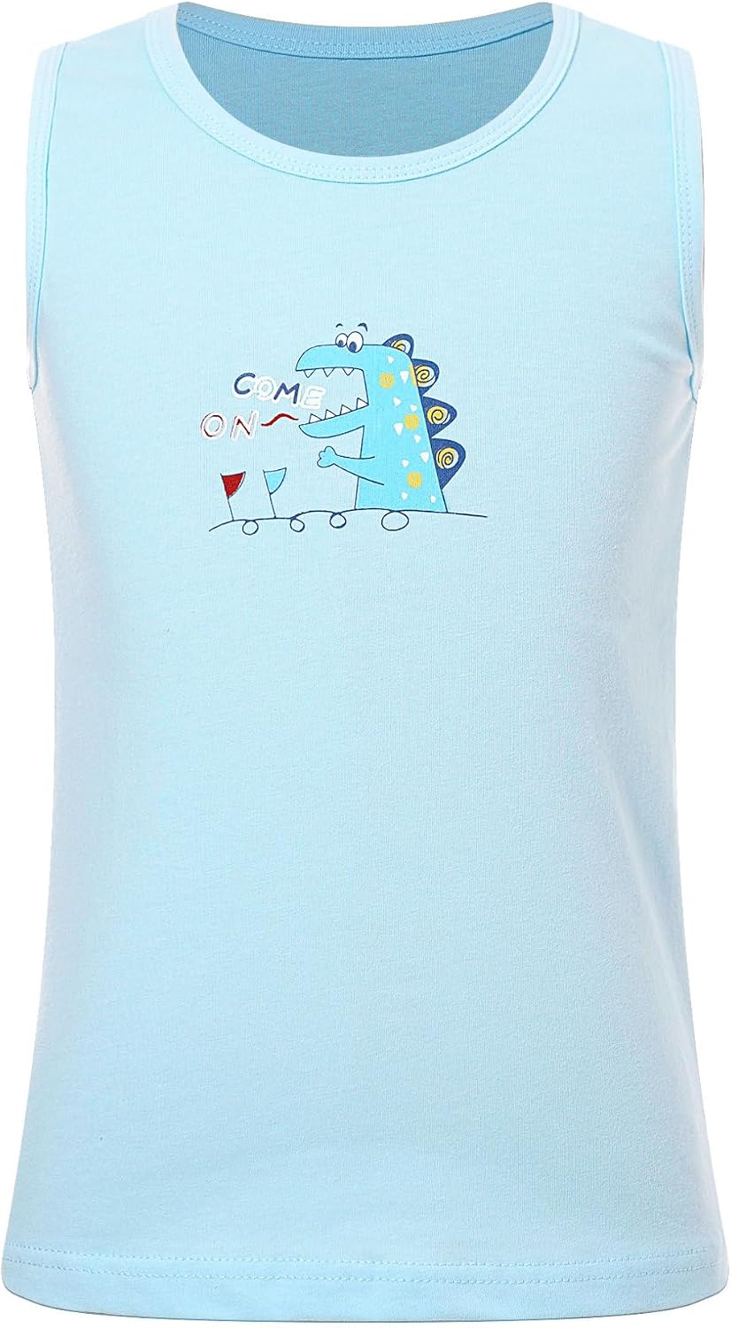 Oyolan Kids Boys Girls Sleeveless Printed Tank Tops Summer Crew Neck T-Shirt Cotton Vest Top Undershirts