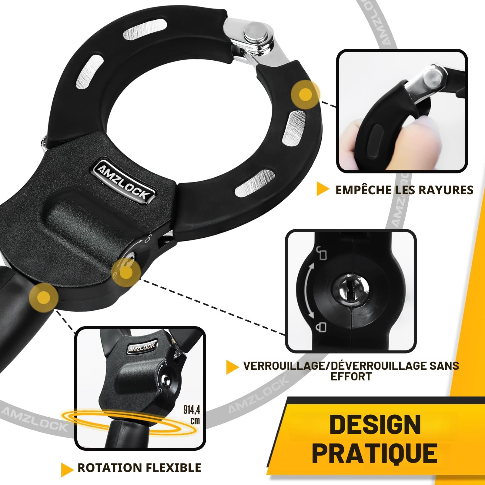 Antivol Trotinette Electrique, Cadenas Antivol Trottinette Hautement Sécurisé, Menotte Antivol avec Chaîne Robuste de 8MM, Cadenas Velo avec Clé et Sac Étanche