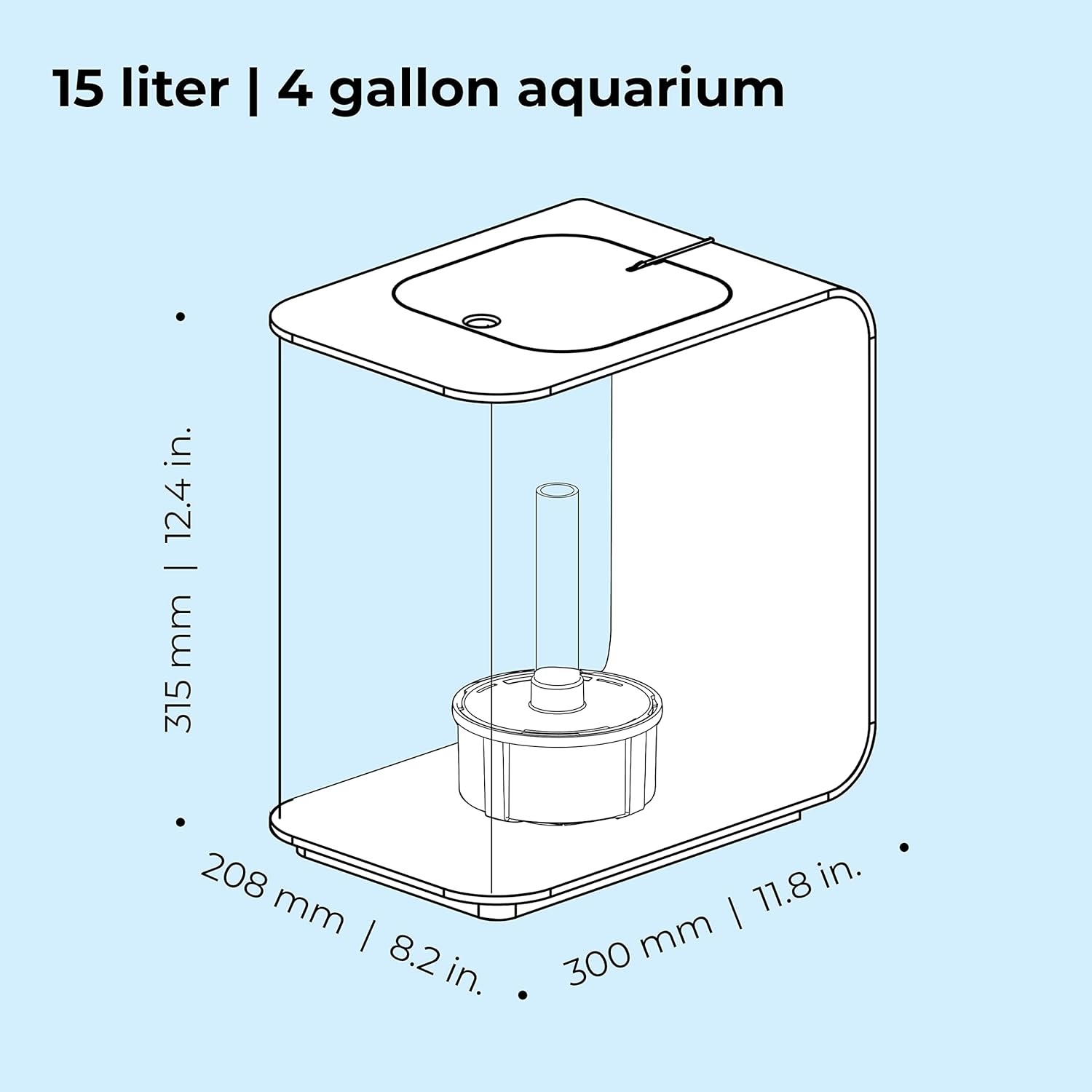 biOrb Flow 15 Acrylic 4-Gallon Aquarium with Multi-Color Remote-Controlled LED Lights Modern Compact Tank for Tabletop or Desktop Display, White