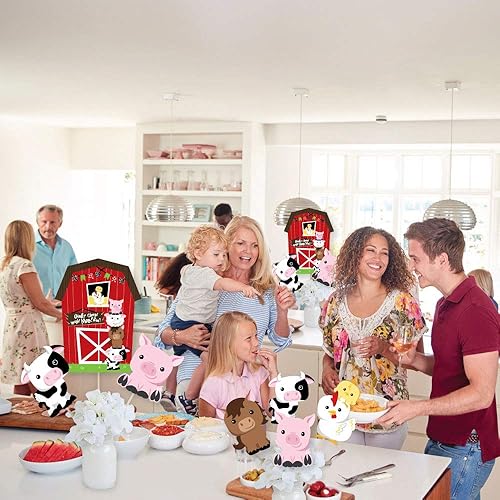Miniatura 5 de Big Dot of Happiness Farm Animals - Palitos de centro de mesa de fiesta de cumpleaños o baby shower de granero - 35 piezas