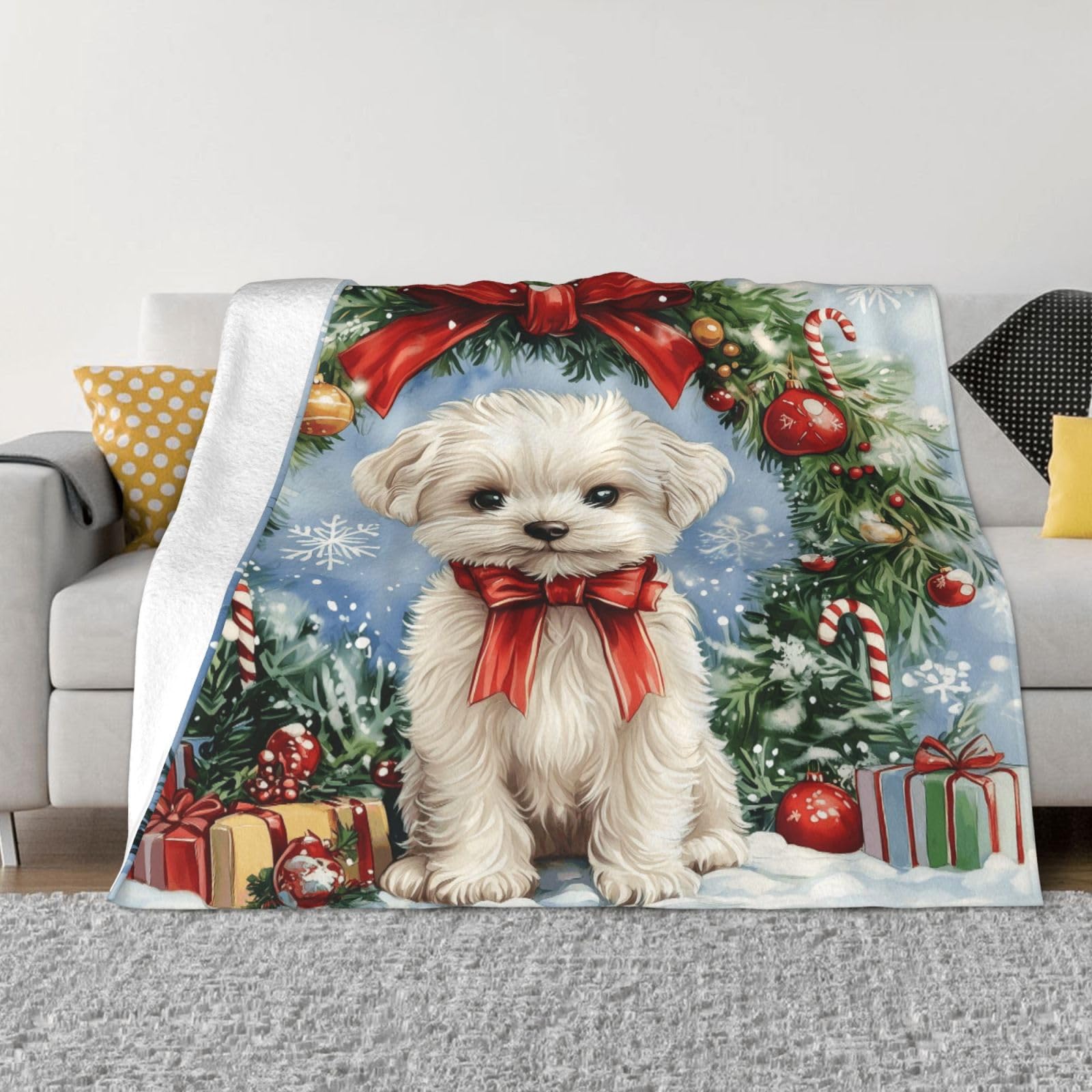 Couverture de Noël pour chien Mexpekil en flanelle polaire douce pour canapé 76x102 cm