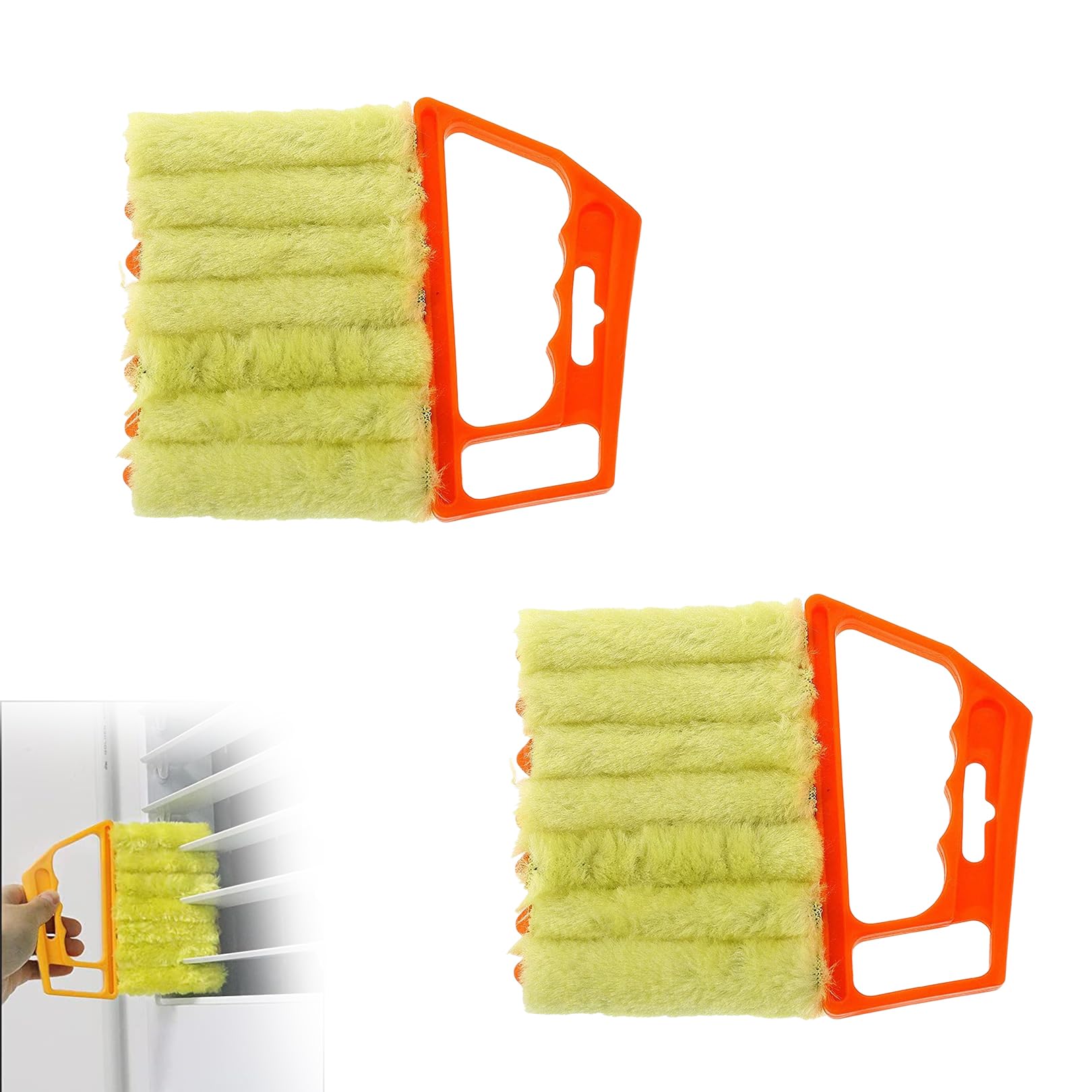 2 Pcs Blind Cleaner,Venetian Blind Cleaner Tool,Orange Blinds Cleaners Brush with Ergonomic Handle,Venetian Blind Damp Duster for Wooden Venetian Blinds,Window Slat and Air Conditioners Removal Dust