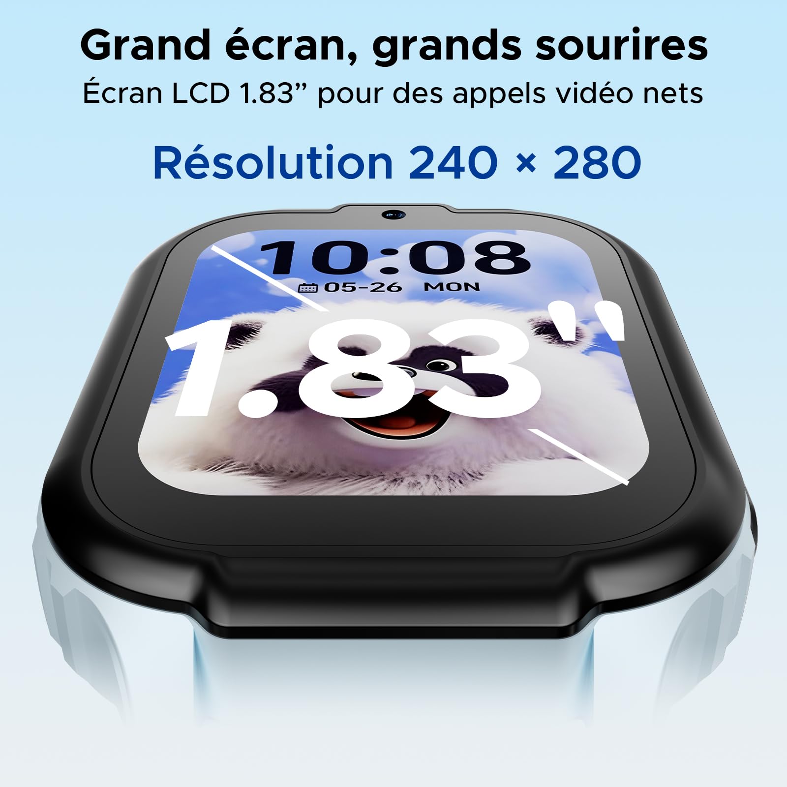 4G Anyscene S1 Montre Connectée Enfant GPS, Appels Vidéo, Chat Vocal, SOS, 800mAh Batterie, Étanche IPX7, Mode École et Podomètre, Smart Watch Enfant avec Écran HD 1,83'' (Bleu Clair)
