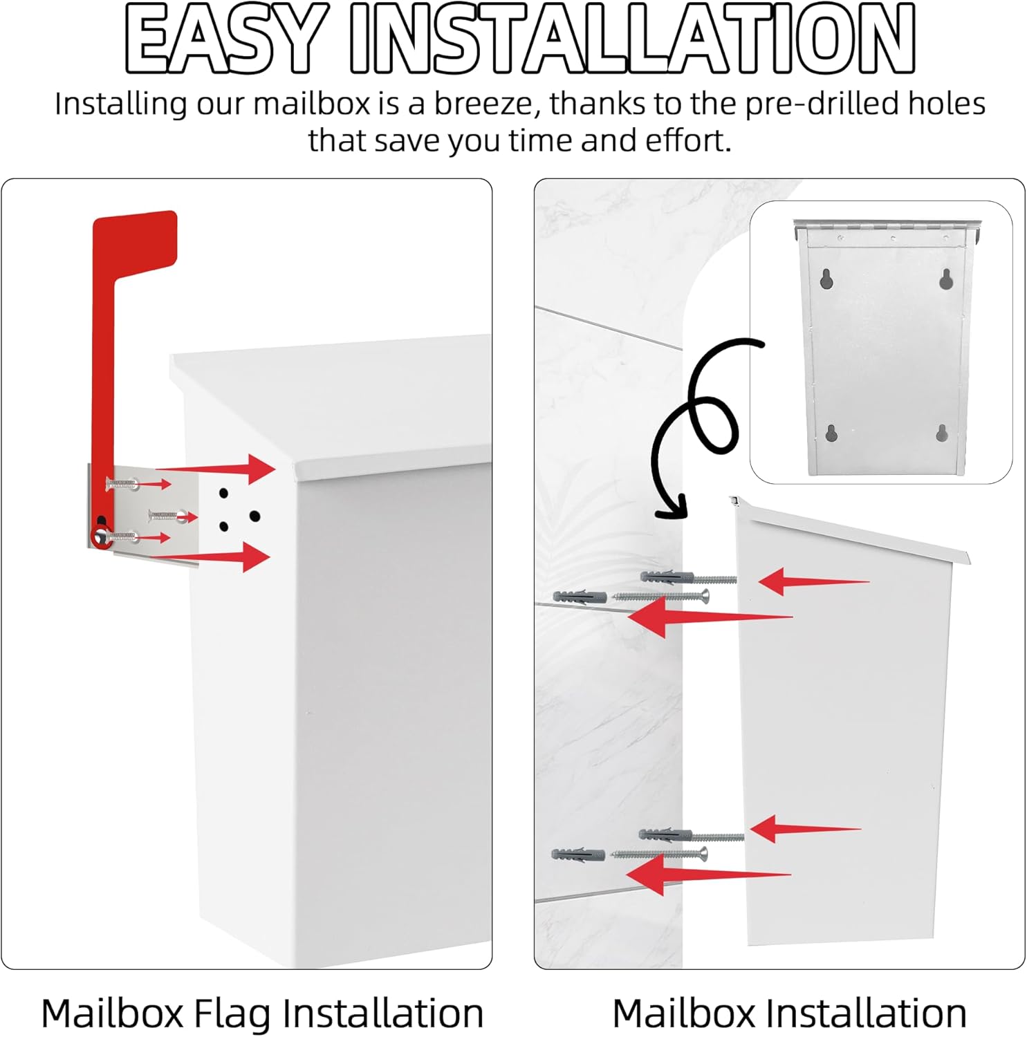 15.74"x9.44"x4.72" Wall-Mount Mailbox and 10.1"x7.1"x3.8" Mailbox for House Wall Mount and Outdoor Use