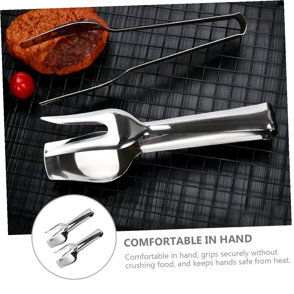 2 pezzi Pinze da Cucina in Acciaio Resistente Clip Alimentari per Barbecue e Buffet per Servire Pane Torte e Insalate Maneggevoli e Sicure al Calore