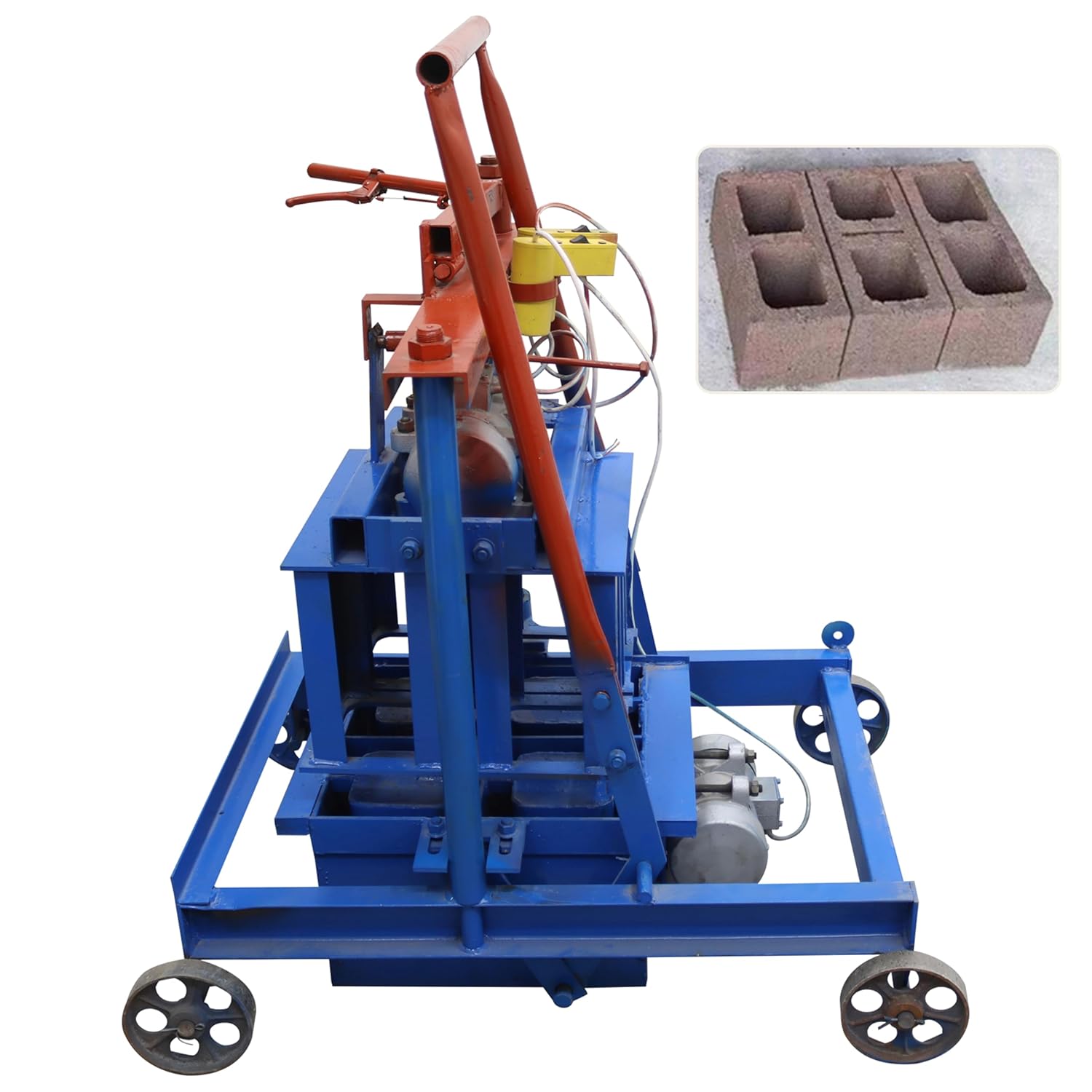 TECHTONGDA Hand-Pushed Hollow Brick Making Machine Hollow Block Press 2pcs One Time 400 * 200 * 200mm/15.75 * 7.87 * 7.87inch 220V