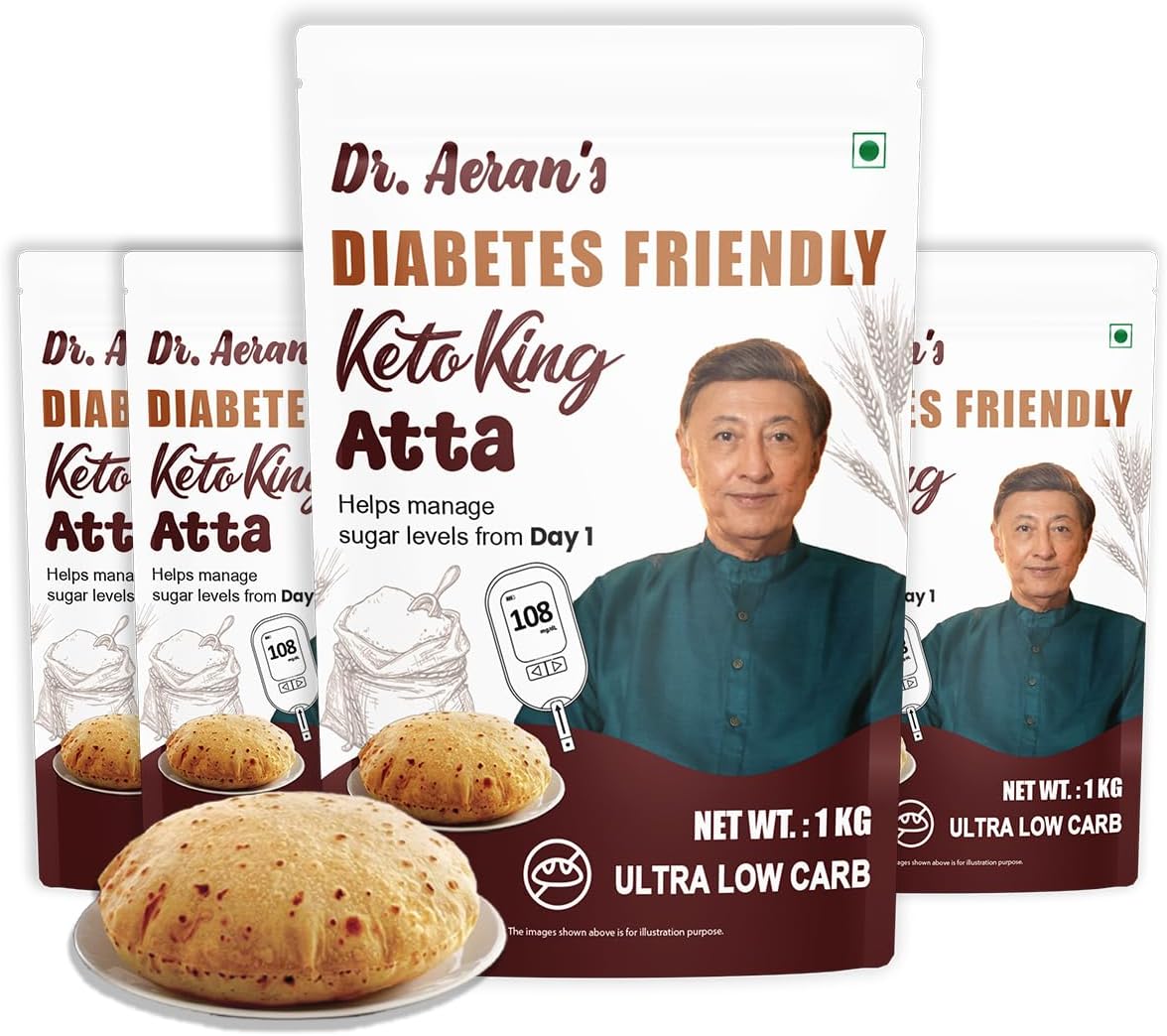 Diabetes Friendly Keto King Atta, 4 Kg, Ultra Low Carb, Low GI Atta for Sugar Release Control, Diabetic Atta For Diabetic Care, High Fiber Flour, Sugar Control Keto Atta
