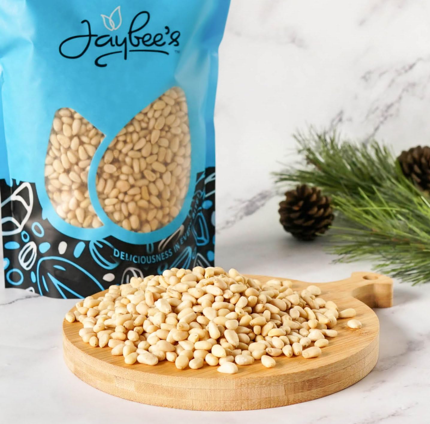 Raw Pine Nuts 1 Pound | Whole Natural Unsalted Pignolias | Great for Cooking, Baking, Salads, Pesto Sauce, Roasting | Vegan, Keto, Paleo Friendly | Jaybee's