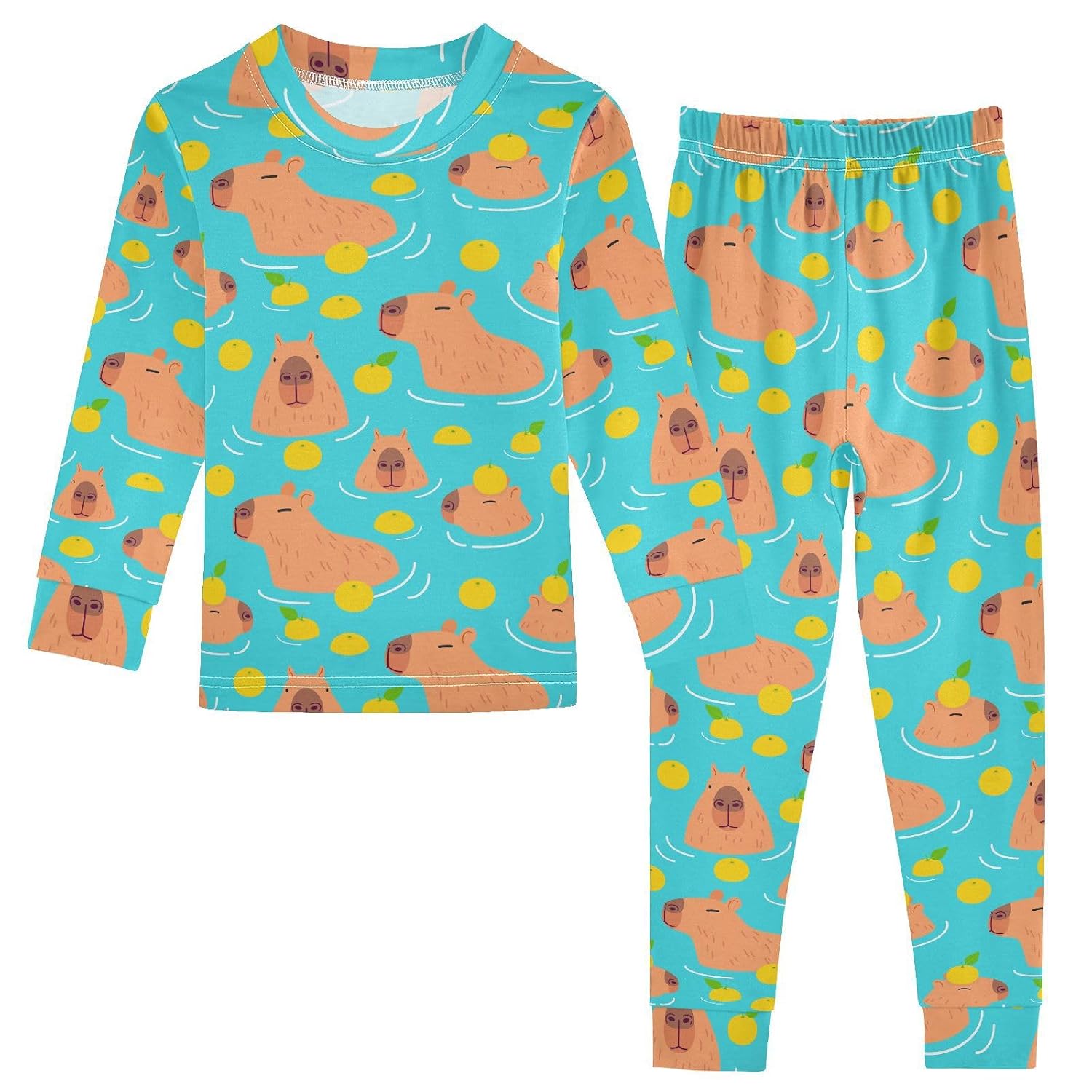 JHKKU Cotton Pajamas Set 2 Piece Soft Comfy Pjs Long Sleeve Lounge Sleepwear, Cute Capybara, 5T - Review, Price and Buying Guide