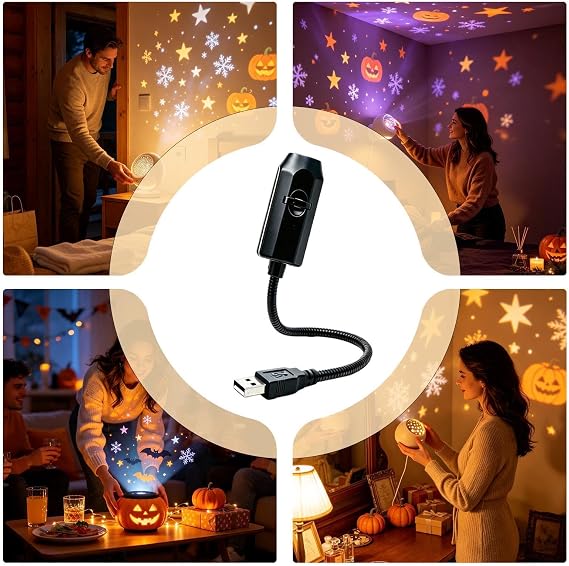 Holiday Theme 360 Degree Adjustable Lamp Halloween Light Projector, Spooky