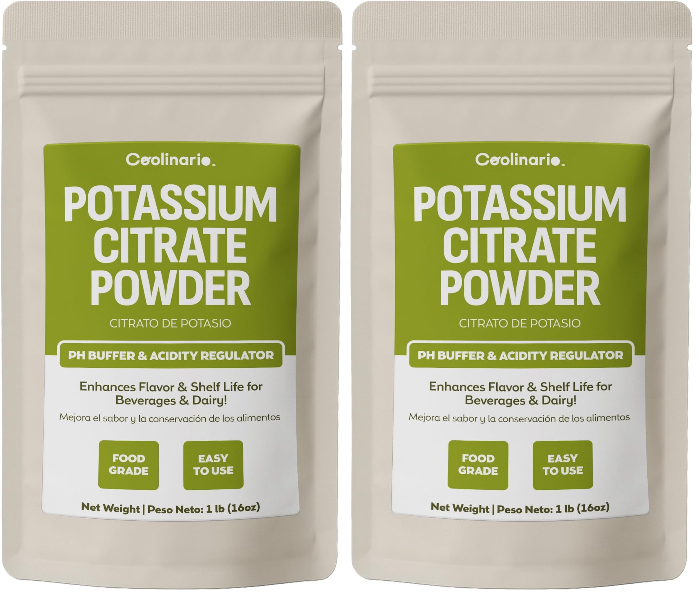 Coolinario Potassium Citrate Powder (1 LB) Food Grade (Pack of 2) 16 Ounce (Pack of 2)