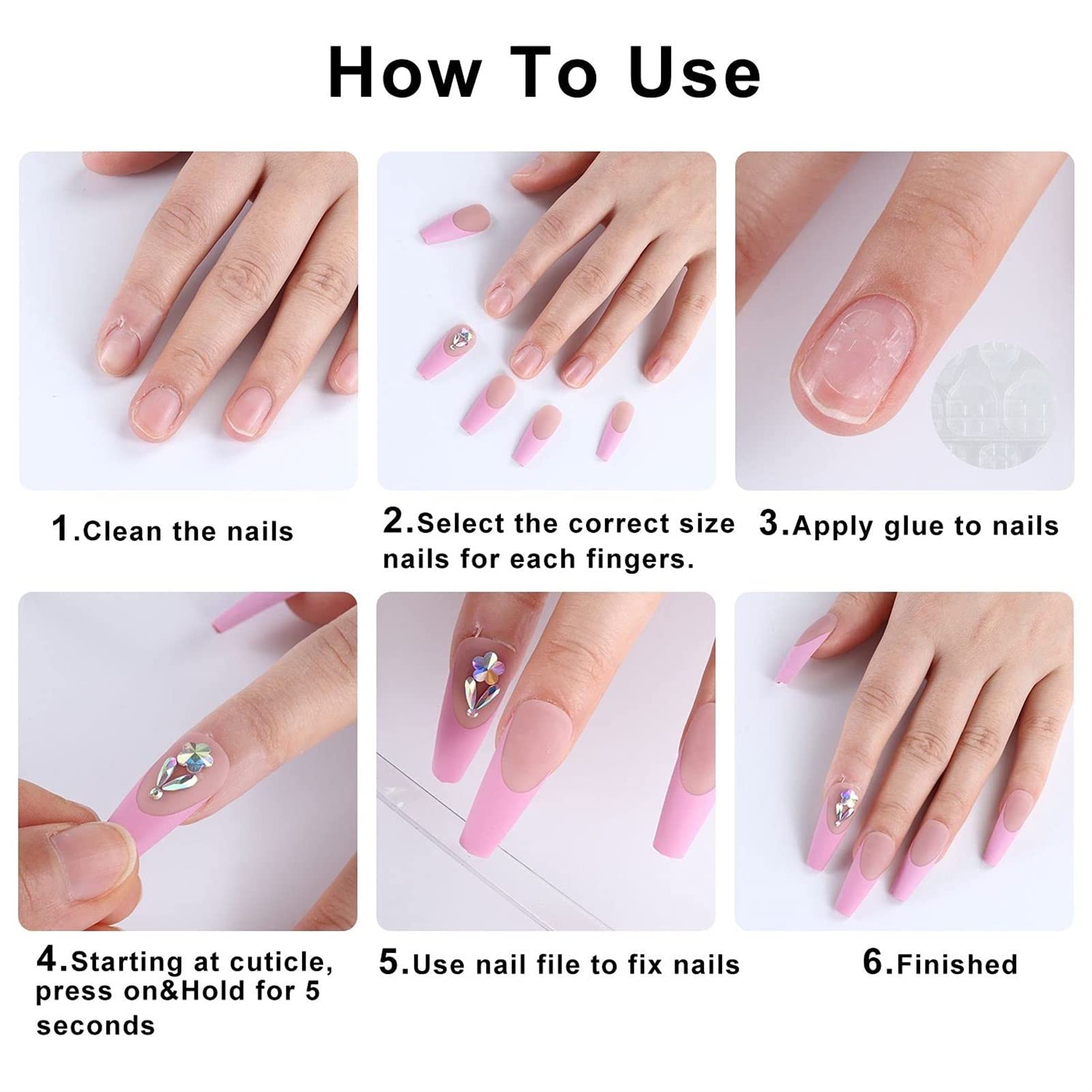 Unghie Finte Premere Sulle Unghie Unghie Finte Strumento Per Manicure A Copertura Completa Artificiale Suggerimenti Per Unghie 24 Pezzi/scatola Kit Di Unghie Acriliche Dito Artificiale Kit Manicure