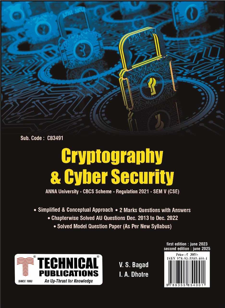 Cryptography and Cyber Security for BE Anna University R21CBCS (V - CSE -  CB3491) : Amazon.in: Books