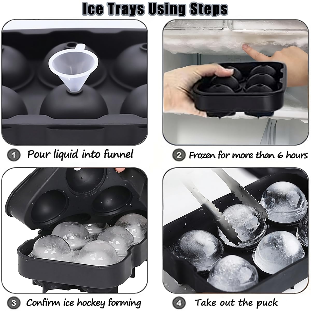 Eiswürfelformen, 2 Stück, große Eiswürfelformen, große Eiswürfel leicht zu entfernen, große Eiswürfelform für Gefrierschrank, 6 Gitter große Eiswürfelform für Cocktail und Whiskey, große Eiswürfelform