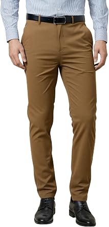 Mens Formal Dress Pants - Wrinkle-Resistant Stretch Trousers, Business Casual Easy Care Work, Cotton-Like Polyester