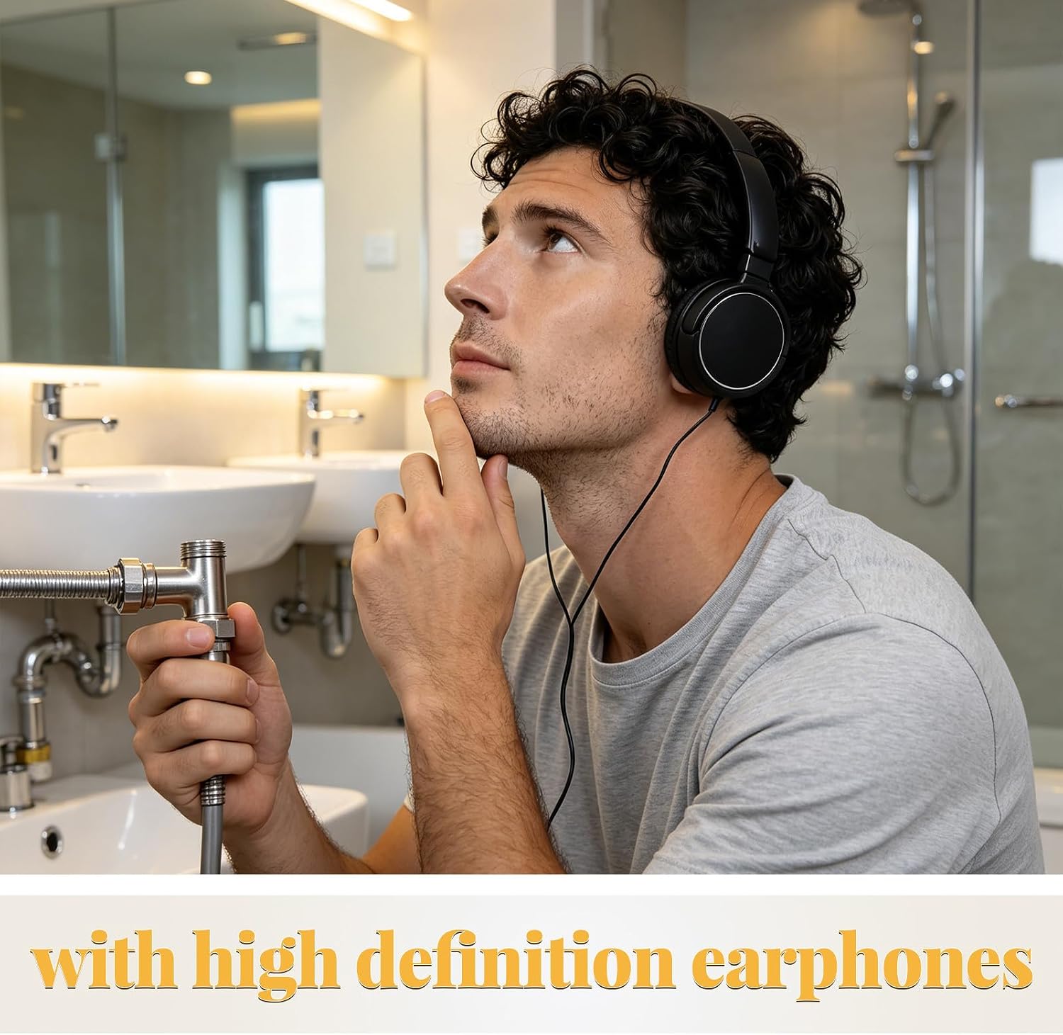 Water Leak Detector Sensor for Plumbing Leak Detection Tools with Enhanced Audio and Wear-Resistant Plastic Material, Includes Headphone for Indoor Home Use on Heating Systems