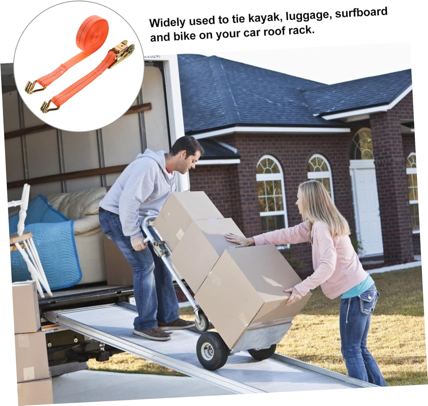 DOITOOL 4pcs Heavy Duty Cargo Ratchet Strap Tensioner Tie Down Straps for Secure Hauling for Trucks Motorcycles and Appliances Hooks