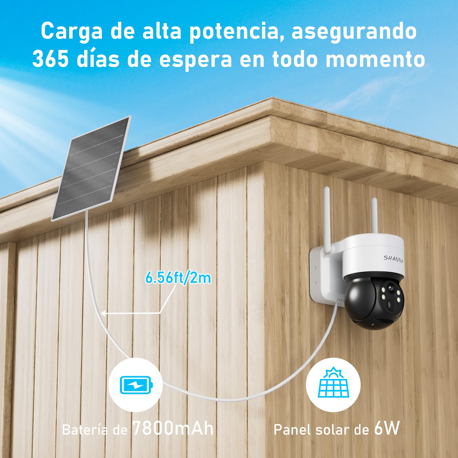 [5GHz & 2,4GHz]Camara Vigilancia WiFi Exterior Solar,Batería de 7800mAh y panel solar de 6W,2K 4MP Camera Vigilância Exterior con Luz de inundación,Visión Nocturna Color,Detección de Movimiento con IA