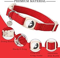 Vista 89 de DOGWONG Collar de perro Airtag de algodón y cáñamo, collar resistente para perros con soporte para Airtag, collares verdes para perros pequeños